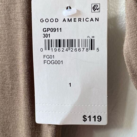 Good American ruched mini dress in fog/olive green small new - Picture 11 of 11